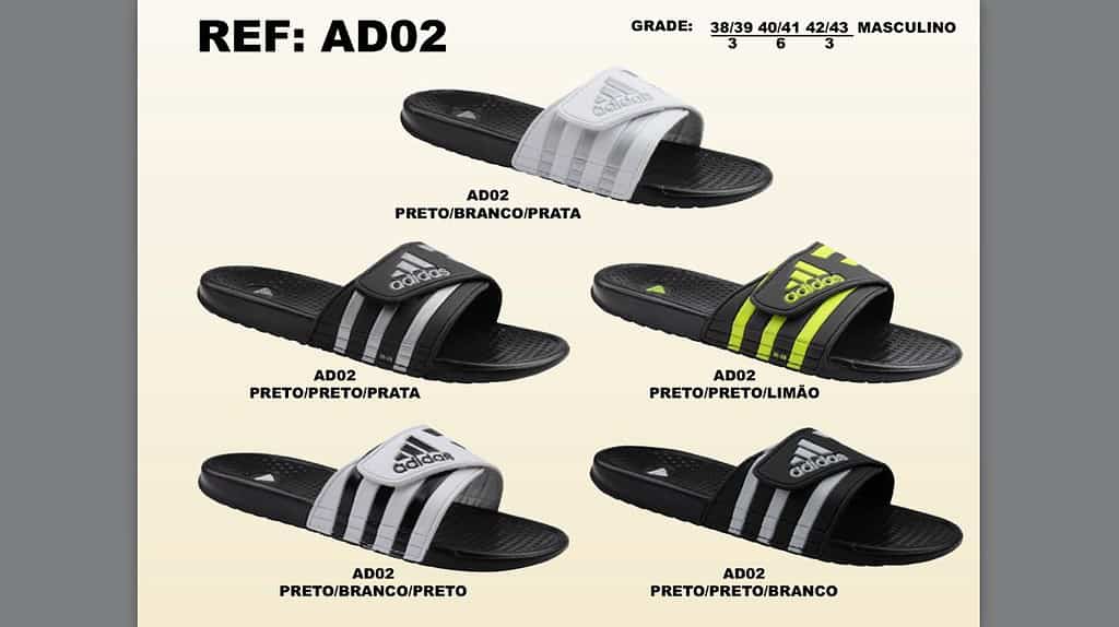 Grade Fechada 12 Pares – Chinelo Adidas c/ Fecho – Ref AD02